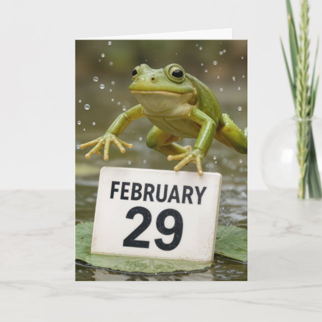 Frog Leap Year Birthday Card (Front)
