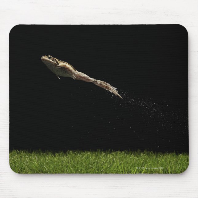 frog leaping off fresh green grass mouse pad (Front)
