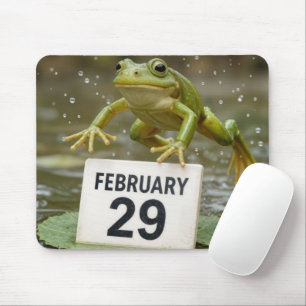 Frog Leaping Over February 29 Date Mouse Pad