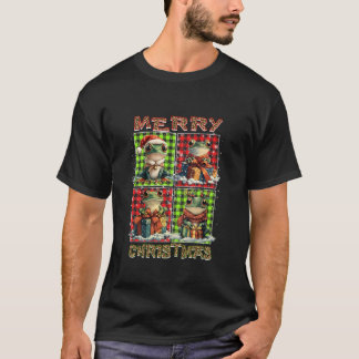 Frog Leopard Buffalo Plaid Animals Lover Merry Chr T-Shirt