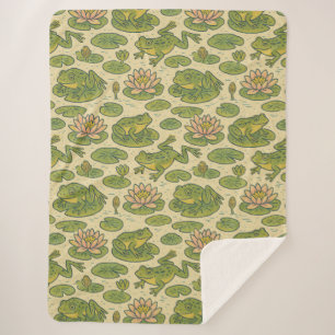 Frog Lili pads Waterlily Art                       Sherpa Blanket