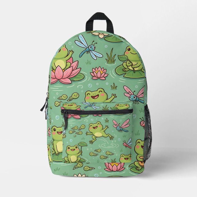 Frog Lily Pad Backpack – Cute Pattern Backpack (Front)