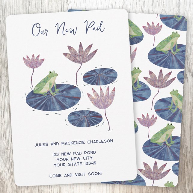 Frog Lily Pad Change of Address Announcement (Hand painted frog our new pad custom text moving new home change of address announcement)