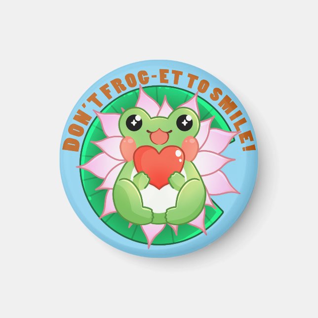 Frog Love – Cute Motivational Art Magnet (Front)