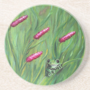 Frog Magic Humour Watercolor Froggy Coaster