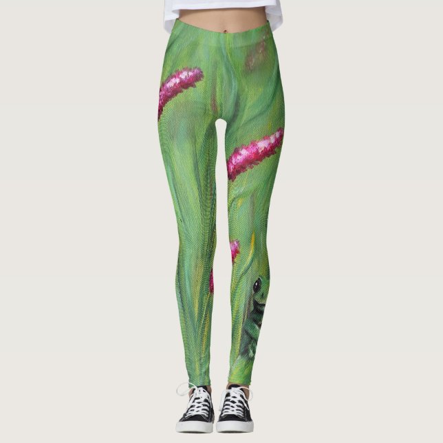 Frog Magic Humour Watercolor Froggy Leggings (Front)