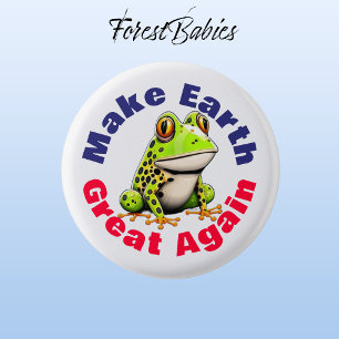 Frog, Make Earth Great Again, Cute Environmental 3 Cm Round Badge
