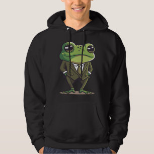 Frog man, mr frog, frog in suit, serious frog, fun hoodie