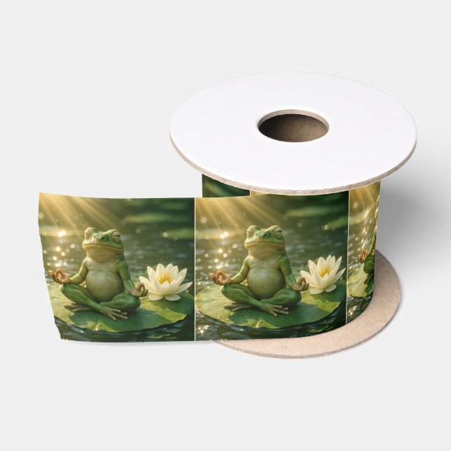 Frog Meditating On a Lily Pad Satin Ribbon (Spool)