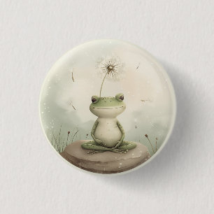  Frog meditation dandelion 3 Cm Round Badge