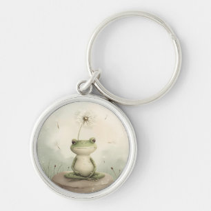  Frog meditation dandelion Key Ring