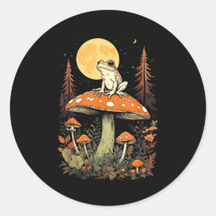 Frog Moon Mushroom Forest Nature Aesthetic Cottage Classic Round Sticker