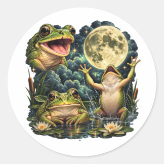 Frog Moon Vintage Nature Retro Amphibian Nature Classic Round Sticker