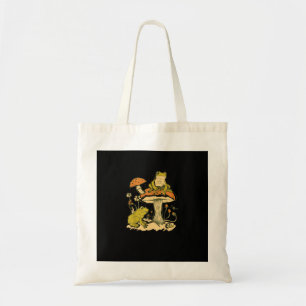 Frog Mushroom Cottagecore Aesthetic Goblincore Cut Tote Bag