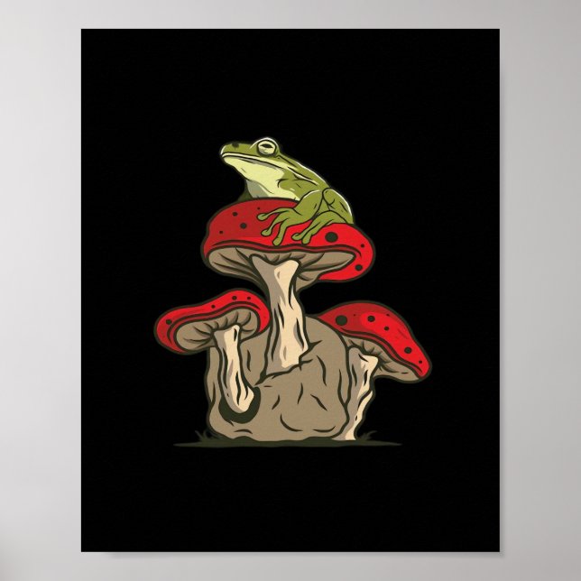Frog  Mushroom Cottagecore Classic Poster (Front)