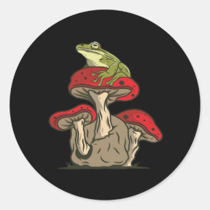 Frog Mushroom Cottagecore Classic Retro Appeal Classic Round Sticker