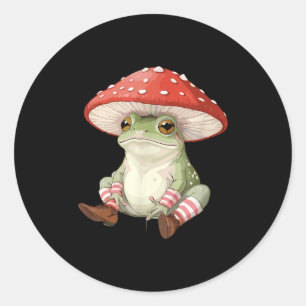 Frog Mushroom Forest Nature Aesthetic Cottagecore  Classic Round Sticker