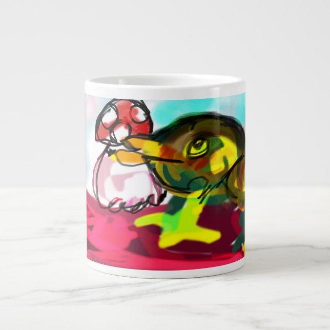 Frog  Mushroom fun  Large Coffee Mug (Front)