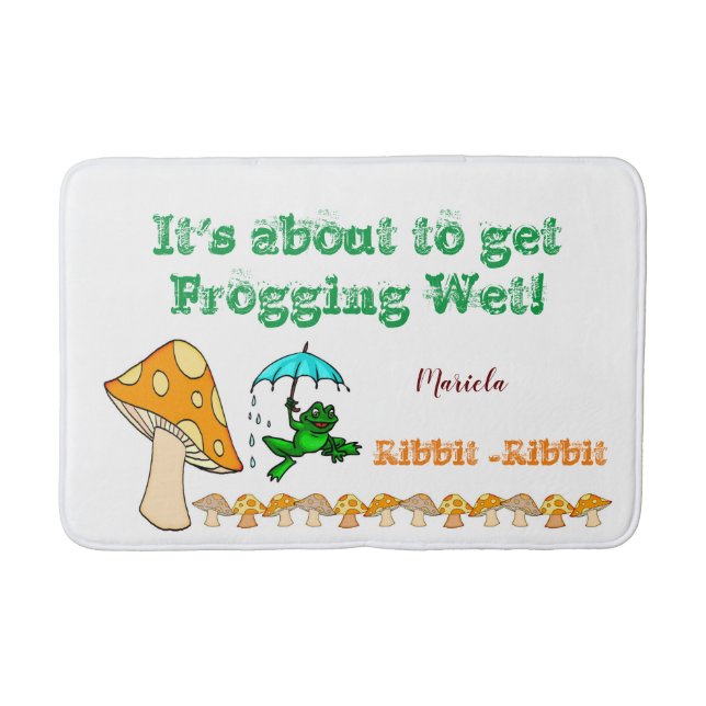Frog Mushroom Ribbit Bathroom Bath Mat (Front)