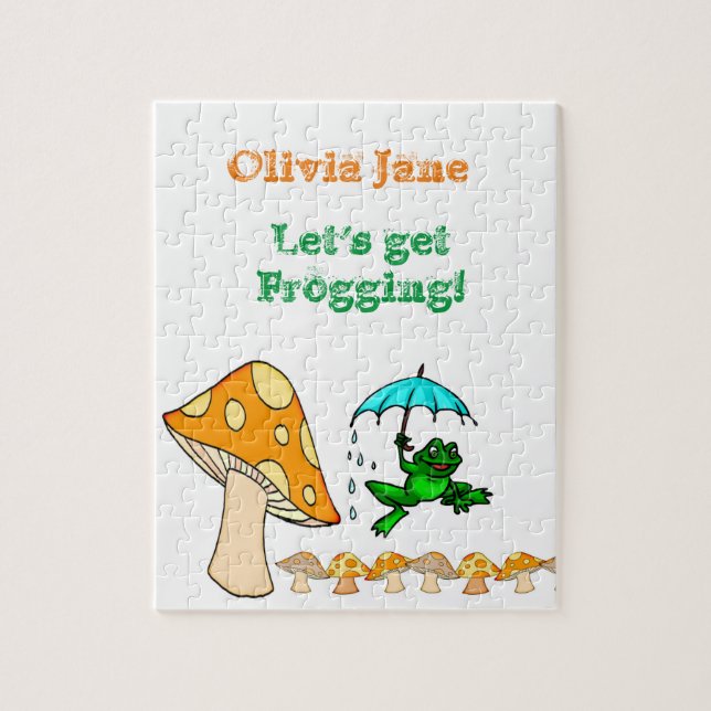 Frog Mushroom Ribbit  Decorative Jigsaw Puzzle (Vertical)