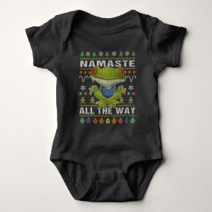 Frog Namaste All The Way Ugly Christmas Baby Bodysuit