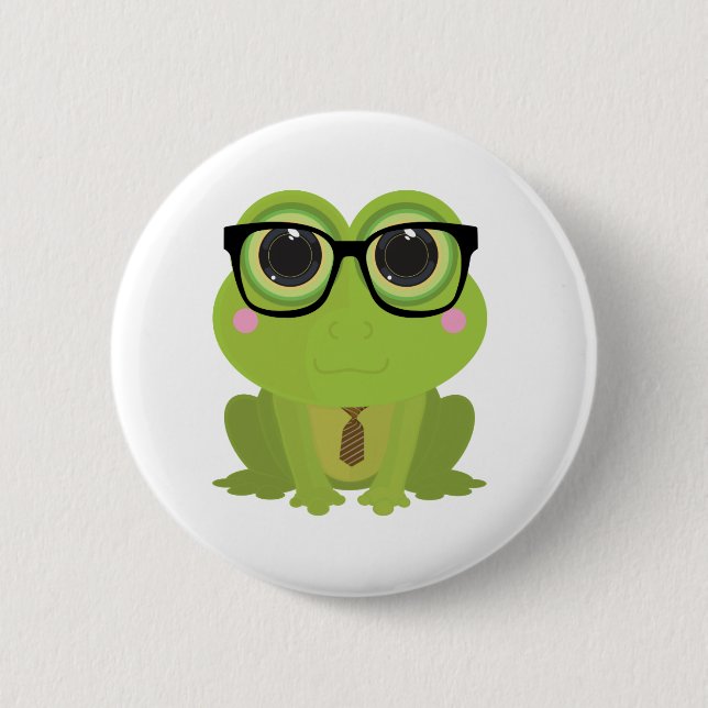 Frog Nerd 6 Cm Round Badge (Front)