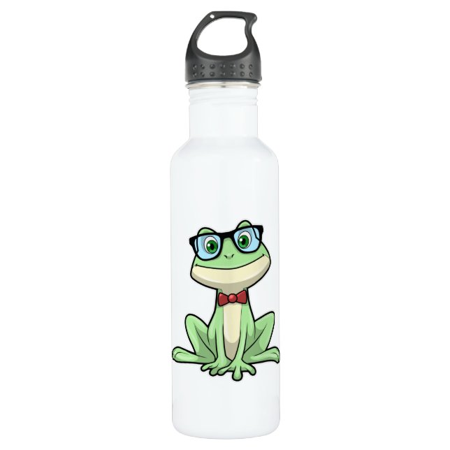 Frog Nerd Student Glasses Tie 710 Ml Water Bottle (Front)