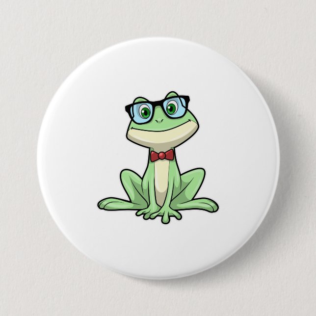 Frog Nerd Student Glasses Tie 7.5 Cm Round Badge (Front)