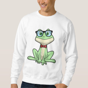 Frog Nerd Student Glasses Tie Sweatshirt