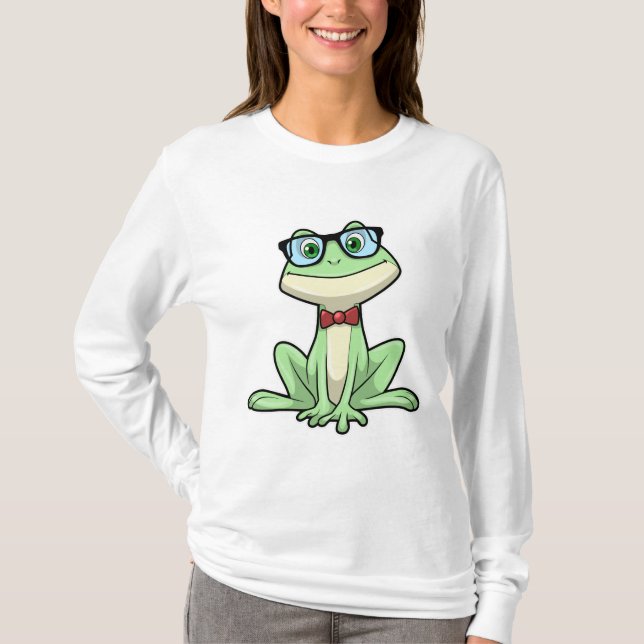 Frog Nerd Student Glasses Tie T-Shirt (Front)