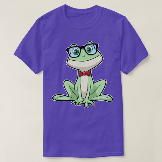 Frog Nerd Student Glasses Tie T-Shirt (Design Front)