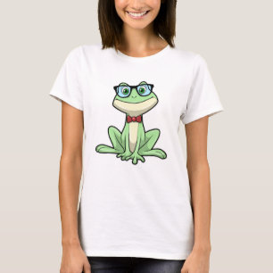 Frog Nerd Student Glasses Tie T-Shirt