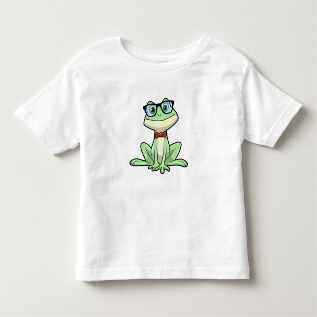 Frog Nerd Student Glasses Tie Toddler T-Shirt (Front)