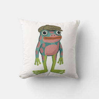 Frog Newsboy Cap Throw Pillow