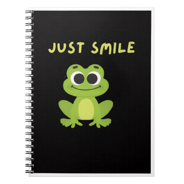 Frog Notebook - Cute Just Smile Frog Journal (Front)