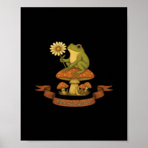 Frog Of The Garden Fairycore  Cottagecore Frog And Poster