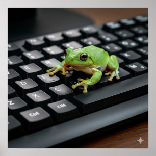 Frog on a Computer Keypad Poster