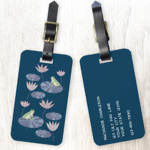 Frog on a Lily Pond Personalised Luggage Tag