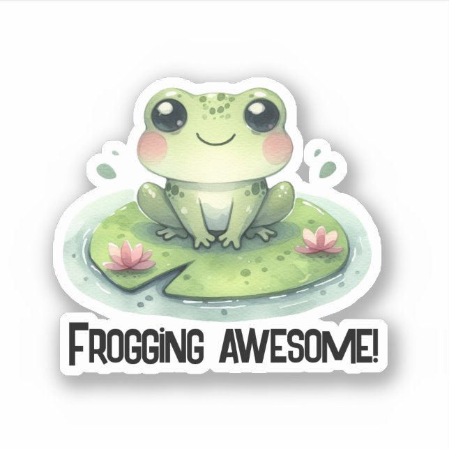 Frog on a Lilypad Sticker (Front)