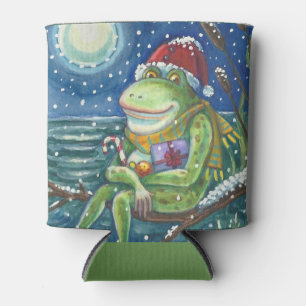 FROG ON A LOG, CHRISTMAS PARTY SANTA CAN COOLER