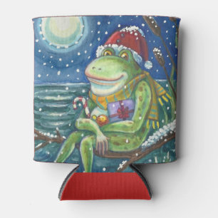 FROG ON A LOG, CHRISTMAS PARTY SANTA CAN COOLER