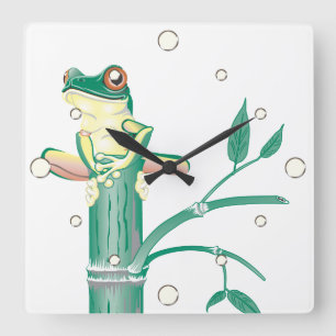 Frog on Bamboo Wall Clock