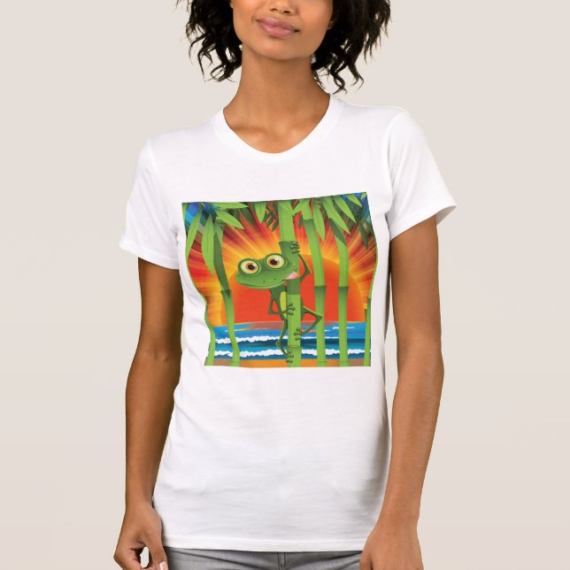 Frog On Bamboo Womens T-Shirt (Front)