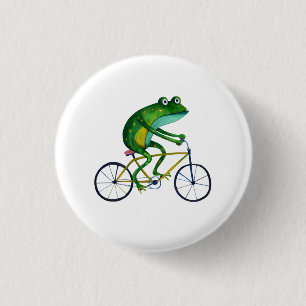 Frog On Bicycle 3 Cm Round Badge