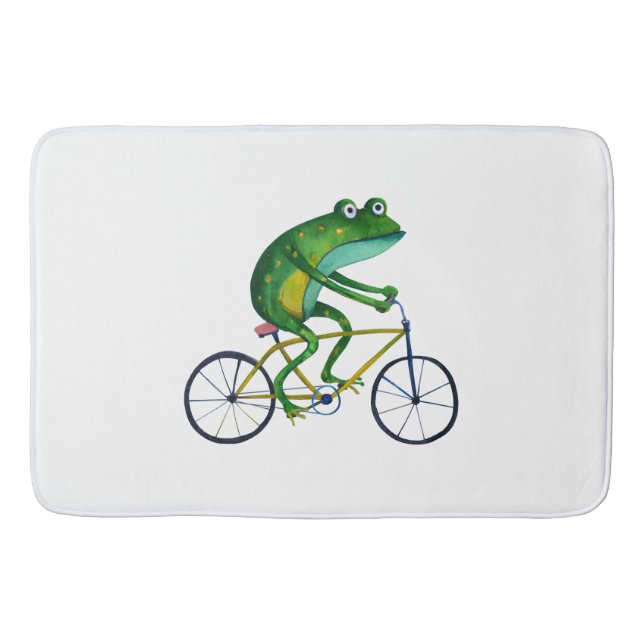 Frog On Bicycle Bath Mat (Front)