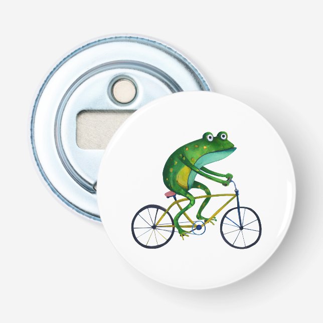 Frog On Bicycle Bottle Opener (Front)