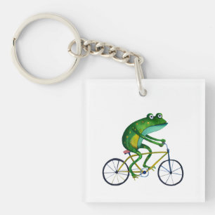 Frog On Bicycle Key Ring