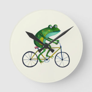 Frog On Bicycle Round Clock