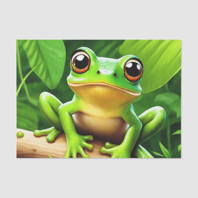 Frog on branch Nature Art Tissue Paper (Front)