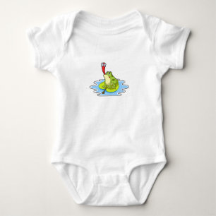 Frog on Leaf with Insect Baby Bodysuit